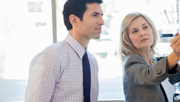 Business executives working in an ideation session