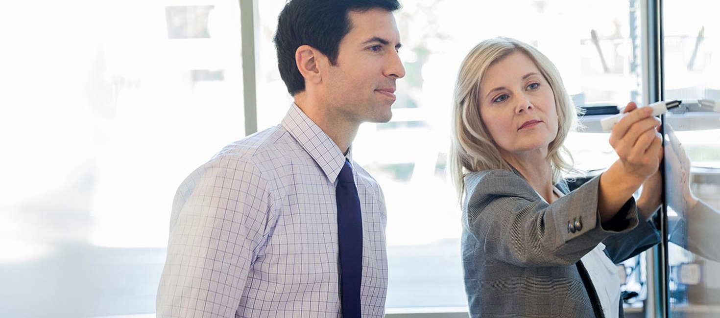 Business executives working in an ideation session