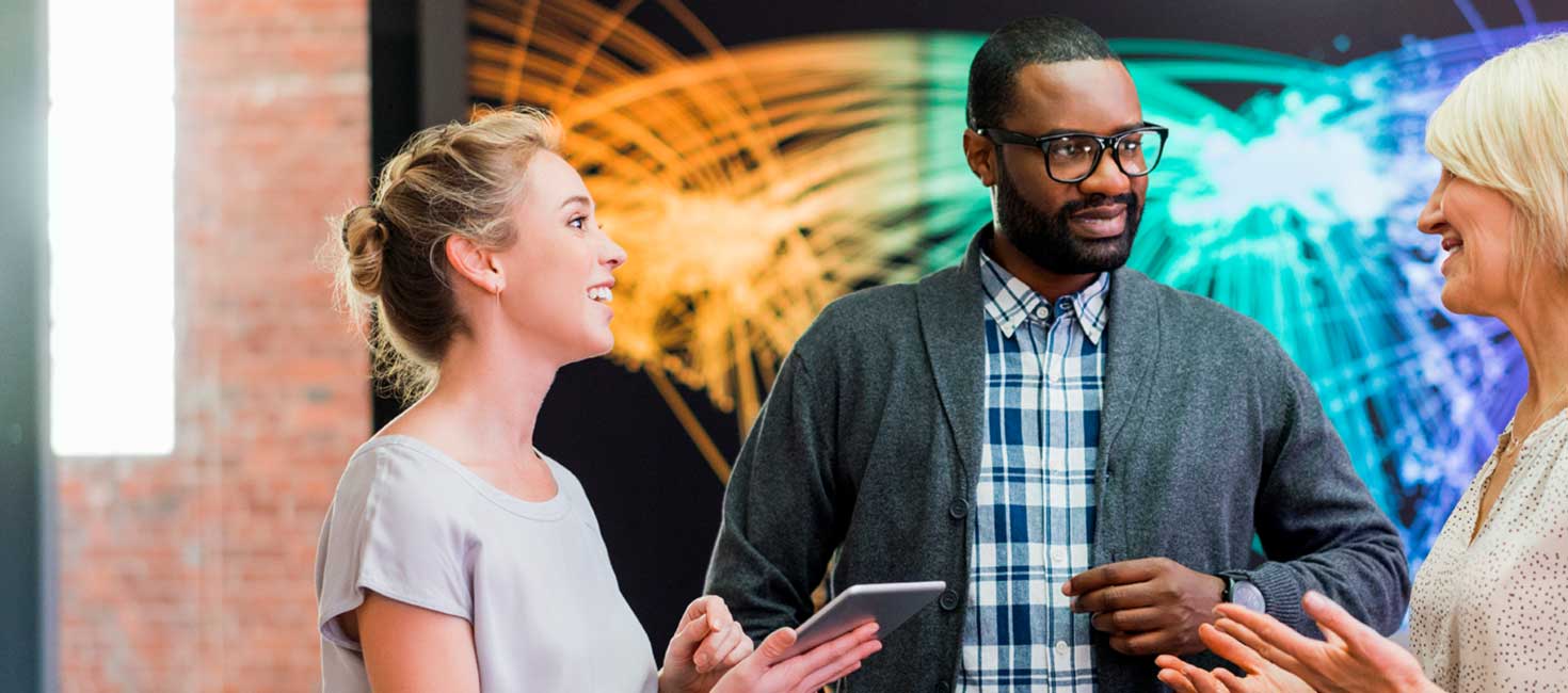 BS in Liberal Art graduate giving a presentation at work