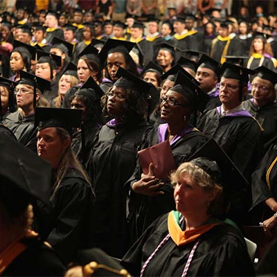 Graduates at commencement